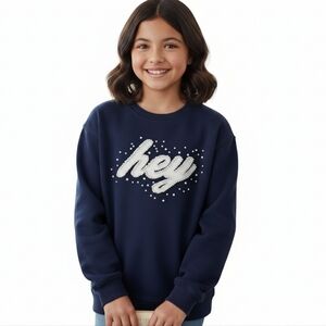 Zara Girl Navy White Hey Sweatshirt size 13-14
